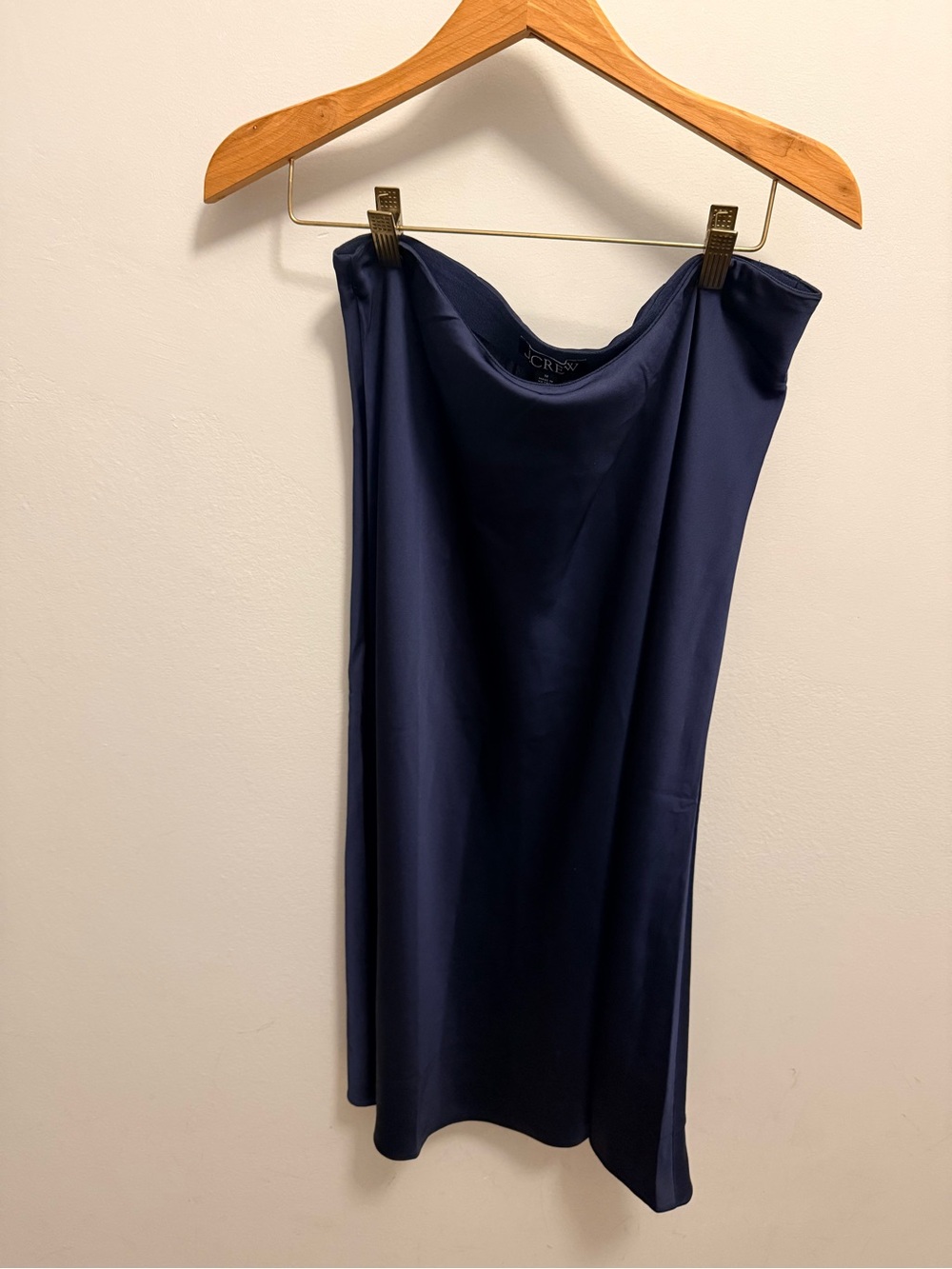 J. Crew Navy Satin Slip Midi Skirt